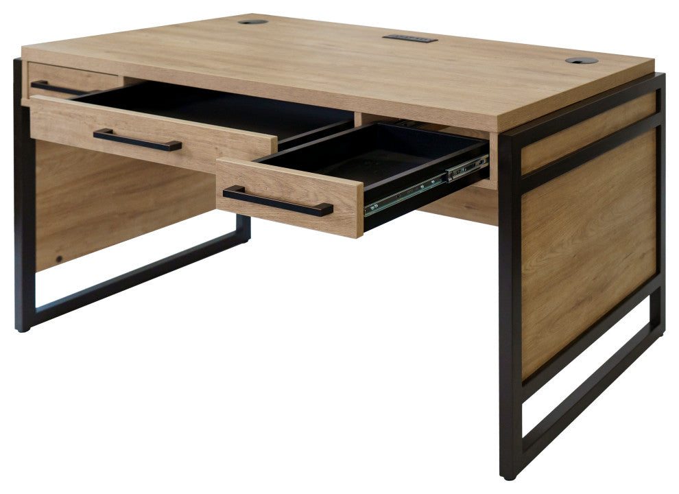 Modern Wood Laminate Office Desk, Writing Table, Light Brown