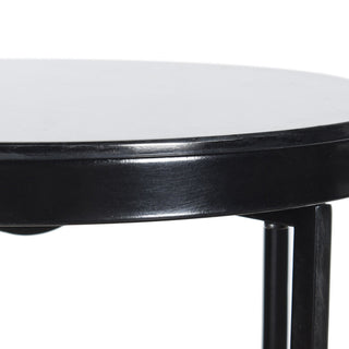 Austin Black Satin Black Side Table Marbled Table Top 15" X 15" X 23"