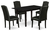5Pc Dining Set, Nail Head Parson Chairs, Butterfly Leaf Table, Black