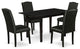 5Pc Dining Set, Nail Head Parson Chairs, Butterfly Leaf Table, Black