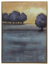 Hanging Art Painting With Trees and Gold Frame Border
