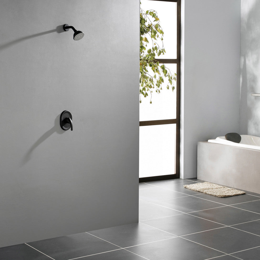 Wellfor Shower Faucet Set With Single-Spray Clean Shower Head, Matte Black