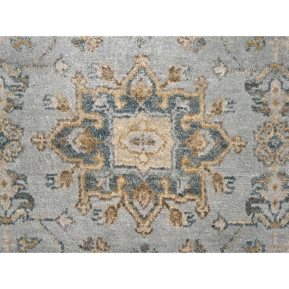 Medium Gray, Hand Knotted, Karajeh Design, Organic Wool, Rug, 3'1"x5'