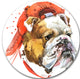 Bulldog Illustration Art, Animal Round Metal Wall Art, 11"