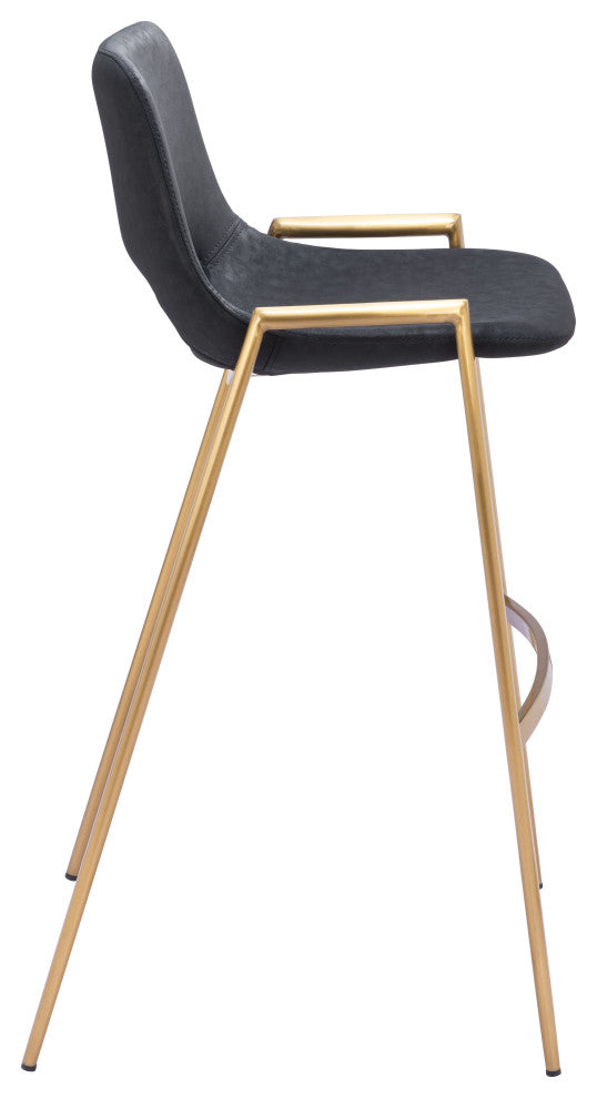 Desi Barstool Chair (Set of 2) Black & Gold