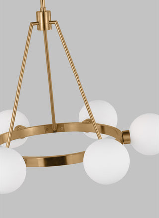 Clybourn Six Light Chandelier, Satin Brass