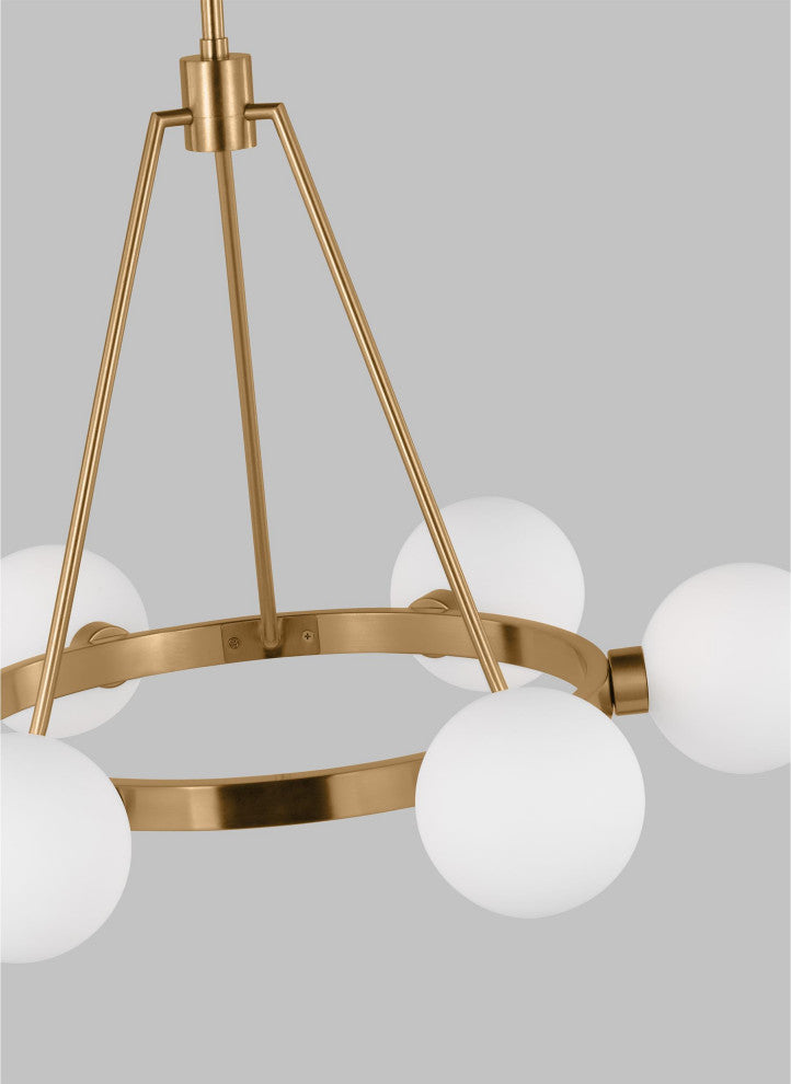 Clybourn Six Light Chandelier, Satin Brass