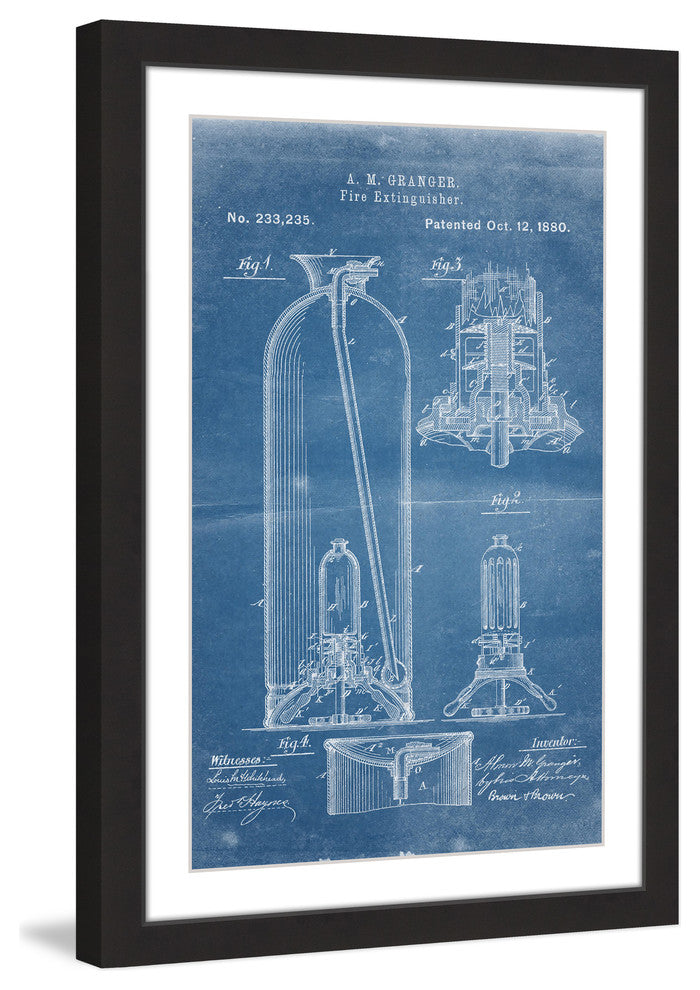 "Extinguisher 1880 Blueprint" Framed Painting Print