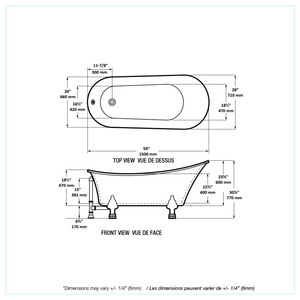 Dorya-59-BLK Bathtub