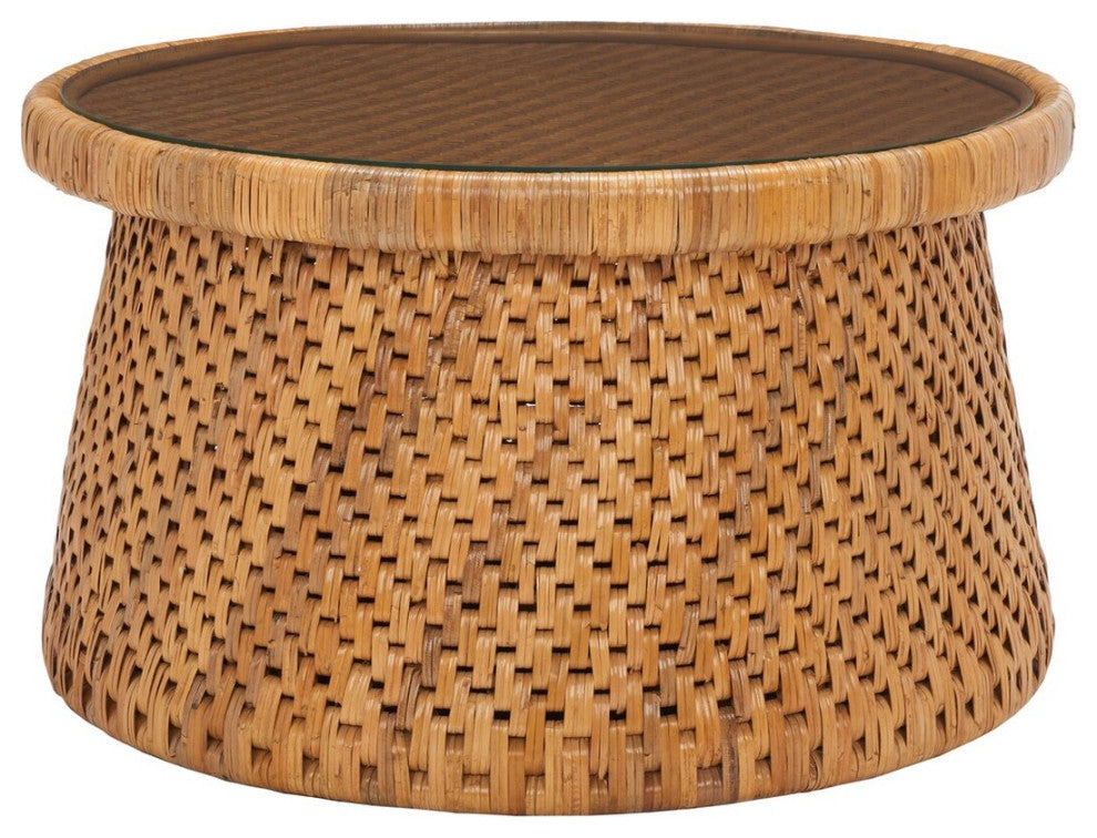 Safavieh Lianne Rattan Round Coffee Table Natural