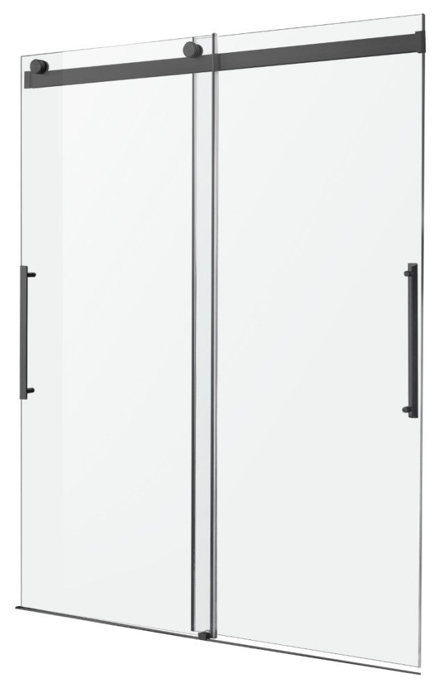 ANZZI Stellar 76" H Frameless Sliding Shower Door, Matte Black, 48" W
