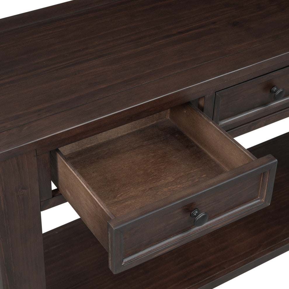 TATEUS 63" Console Table Hallway Sofa Table With Storage Drawers Bottom Shelf, Espresso