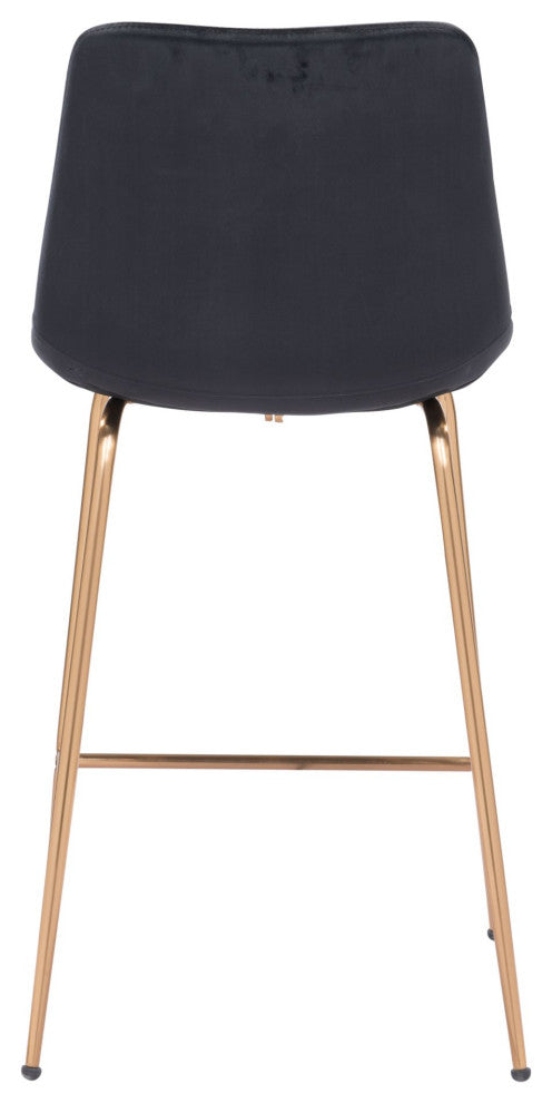Counter Stool Chair, Steel Metal, Fabric, Black, Gold, Bar Kitchen Cafe Bistro