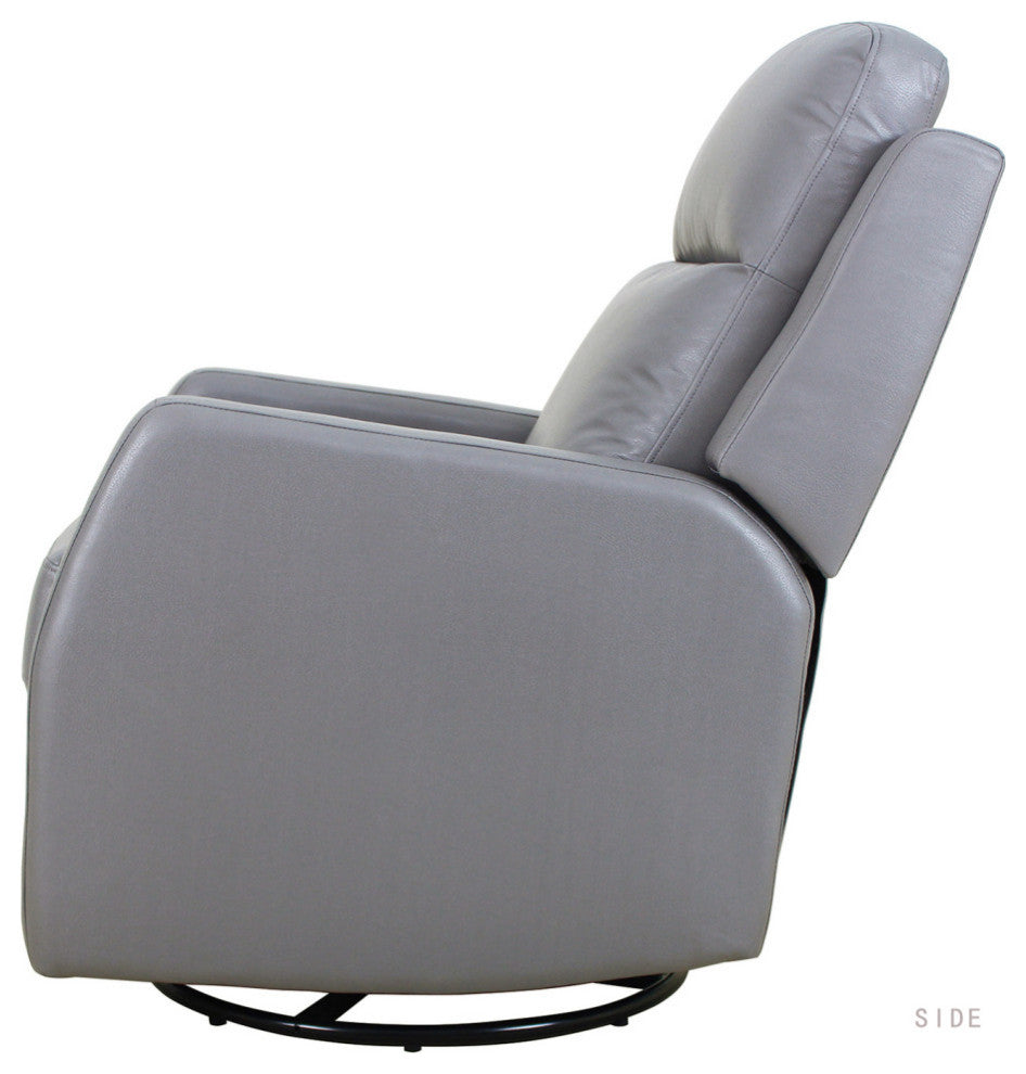 Upholstered Swivel Recliner With Tufted Back, Gray