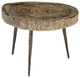 Crosscut Coffee Table, Gray Stone, Forged Legs