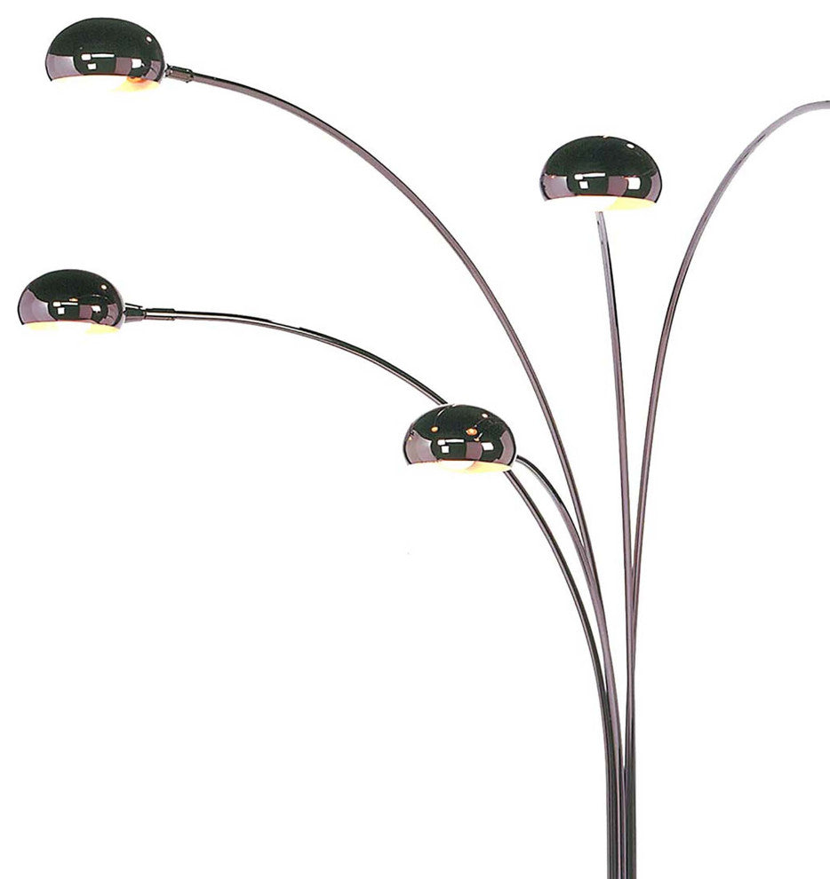 Mushroom 5 Light Arc Floor Lamp, Black Nickel, Dimmer Switch, Marble Base