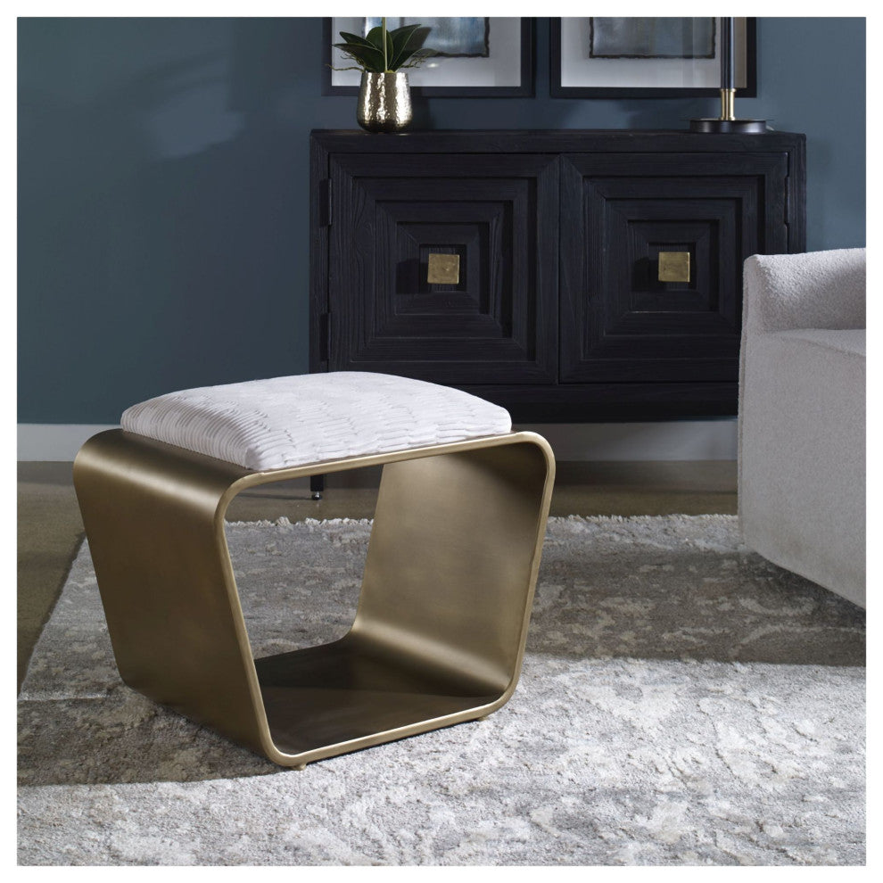 Uttermost 23673 Hoop 24"W Urban Modern Small Bench Accent Vanity - Off White /