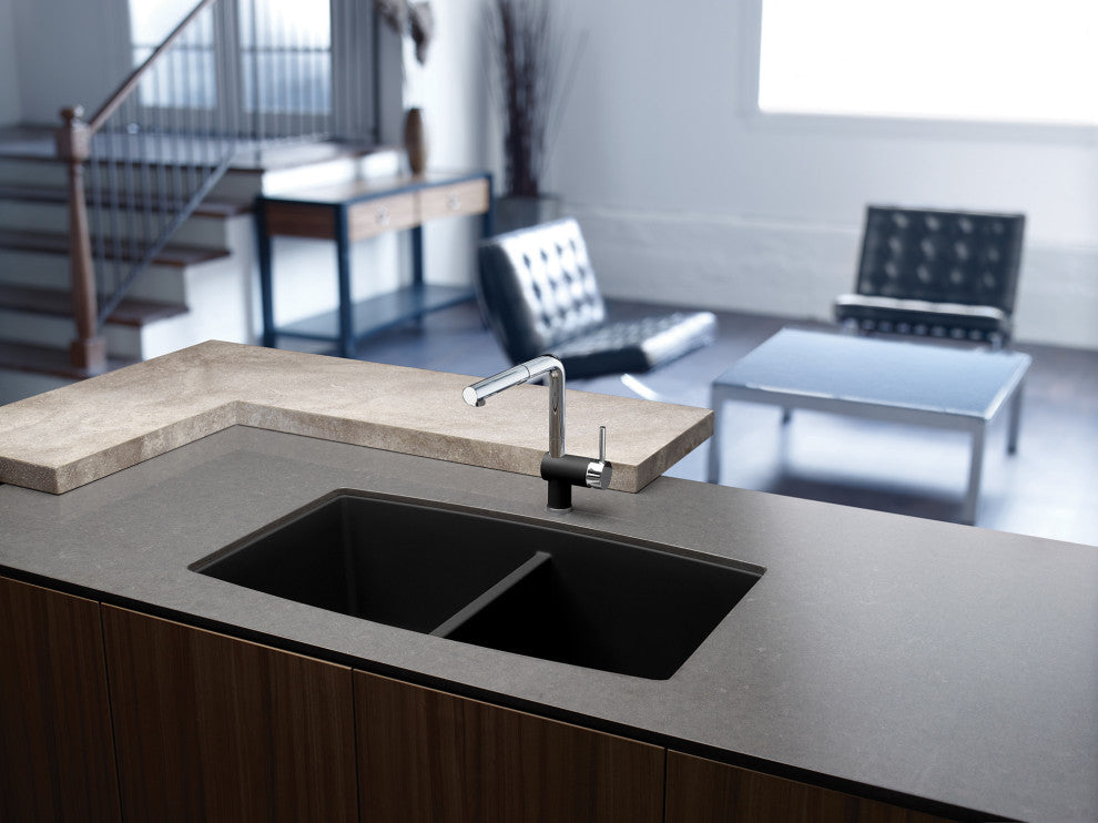 Blanco Performa 20"x33" 2 Basin Granite Undermount Kitchen Sink, Anthracite