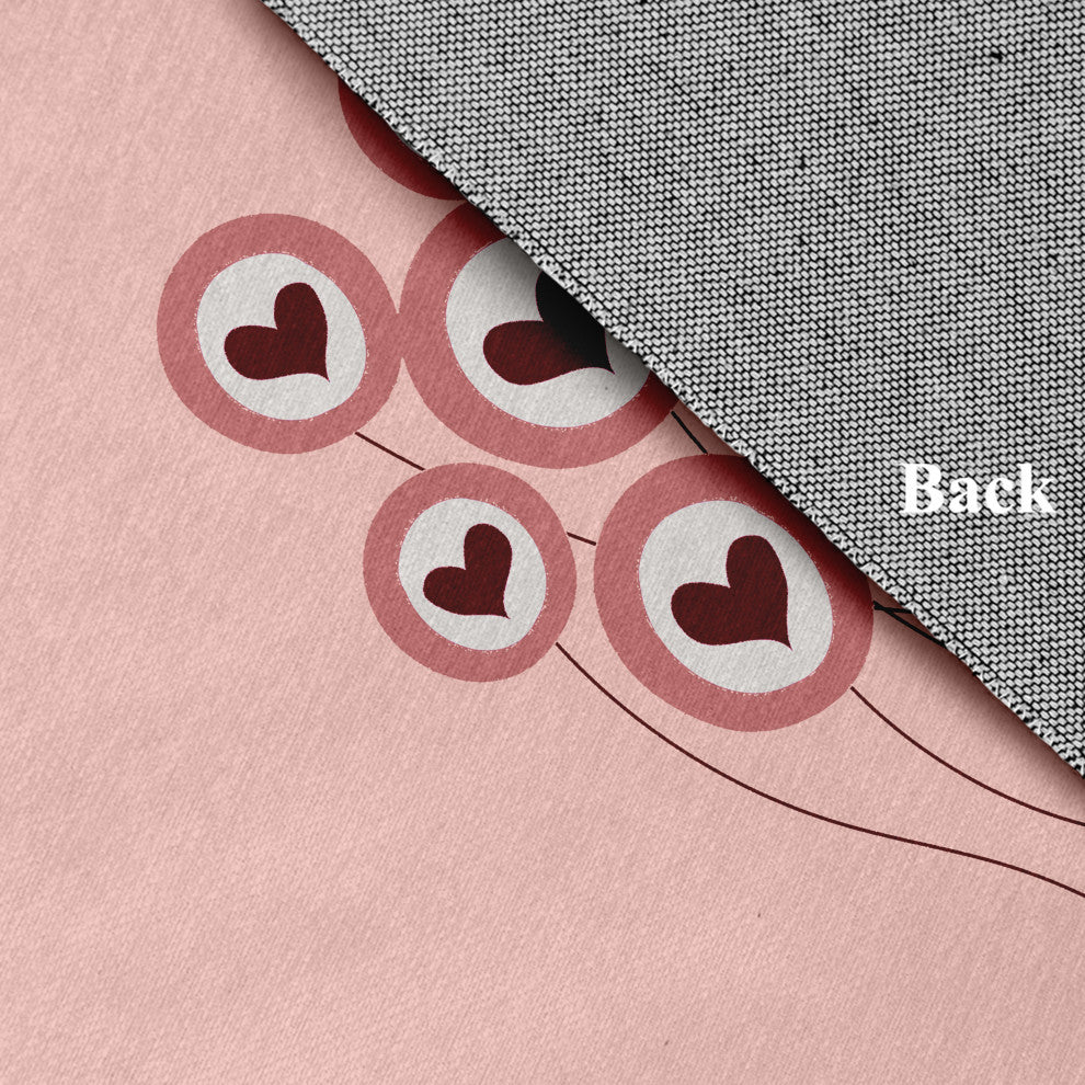 Love is in the Air Valentines Chenille Rug, Pink, 5' Round