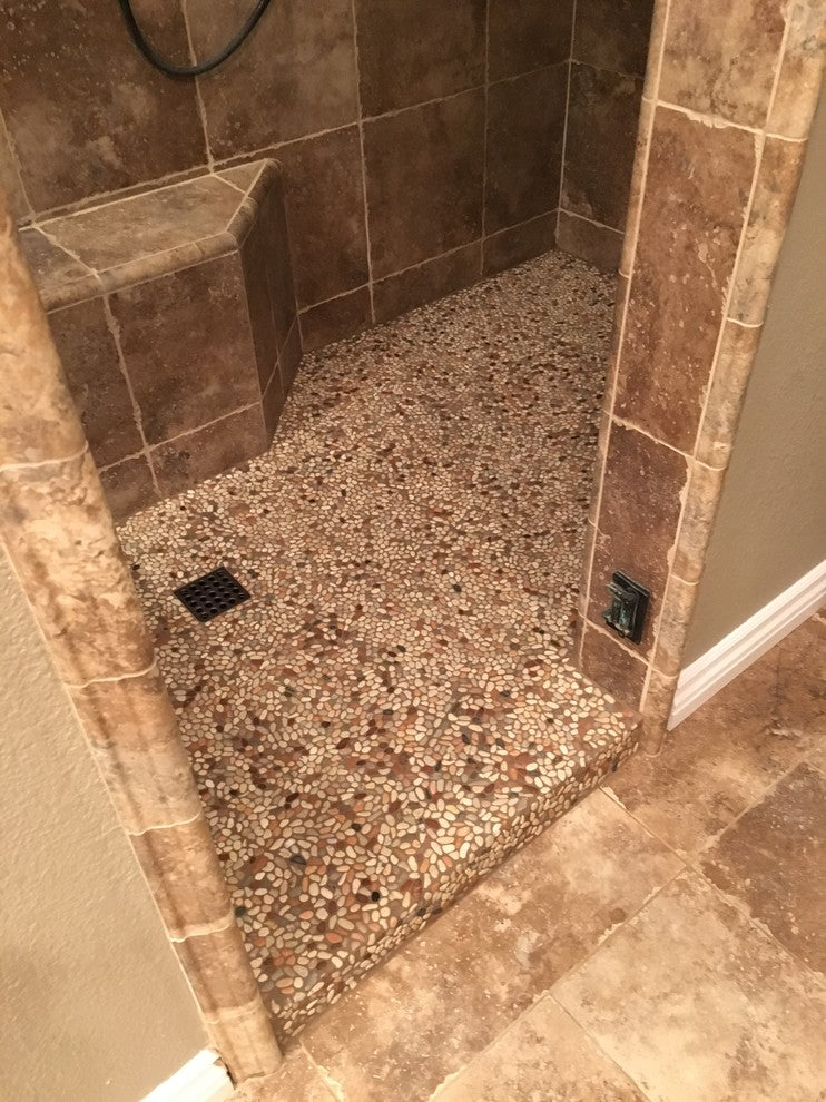 Natural River Stone Tile, 12x12 mesh-backed for showers, floors