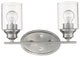 Two Light Silver Wall Light with Clear Glass Shade