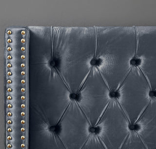 Barolo Velvet Upholstered Bed, Gray, Queen