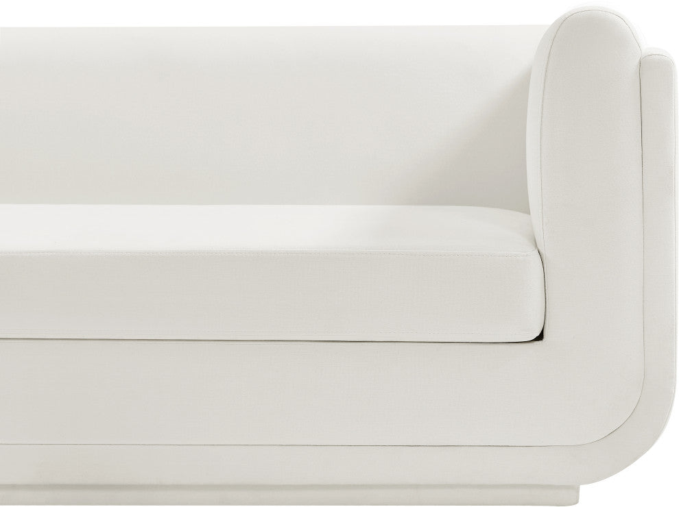 Kimora Linen Textured Fabric Upholstered Loveseat, Cream