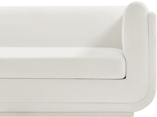 Kimora Linen Textured Fabric Upholstered Loveseat, Cream
