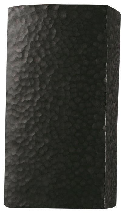 Ambiance, Small Rectangle, Open Top & Bottom Wall Sconce, E26, Incandescent, Hammered Iron