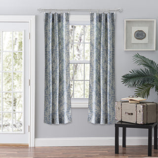 Lexington Leaf Tailored Panel Pair, Blue, 56" X 63"