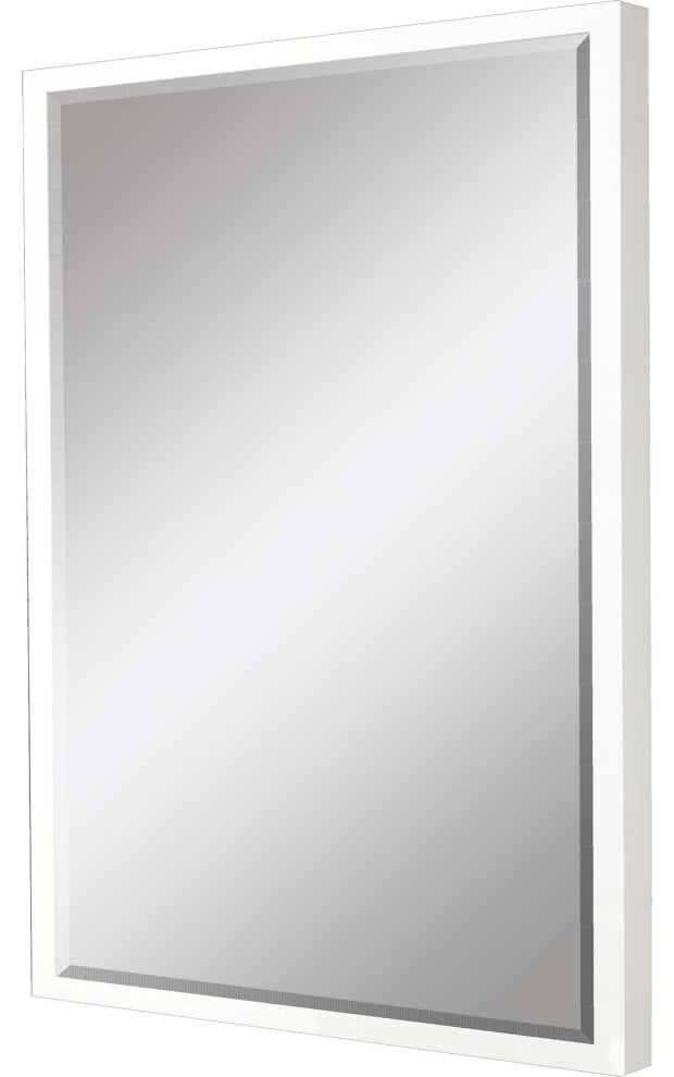 Framed Beveled Mirror, White, 38"x50"