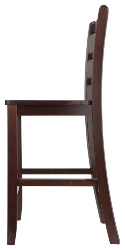 Winsome Benjamin 24" Solid Wood Counter Stool in Antique Walnut (Set of 2)