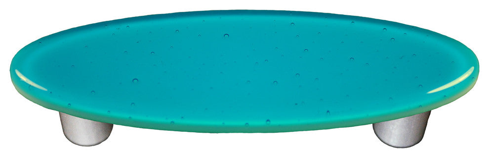 Turquoise Blue Pull Oval, Black Post