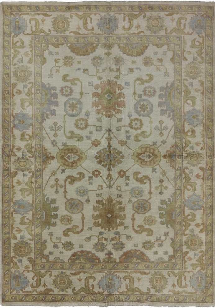 New Persian Design Oriental Ivory 6'x9' Oushak Hand Knotted Wool Area Rug H9077