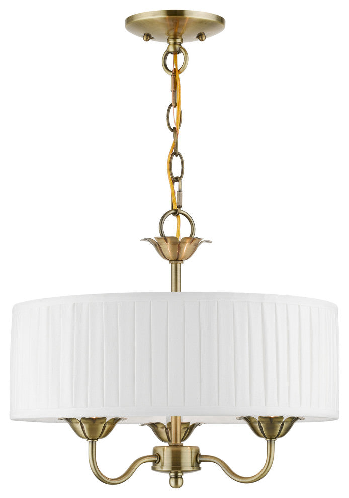 Livex Lighting 3 Light Antique Brass Pendant Chandelier