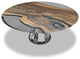 Atalante Walnut Round Table, Smoked Top & Dark Chrome Base, 12 Seater