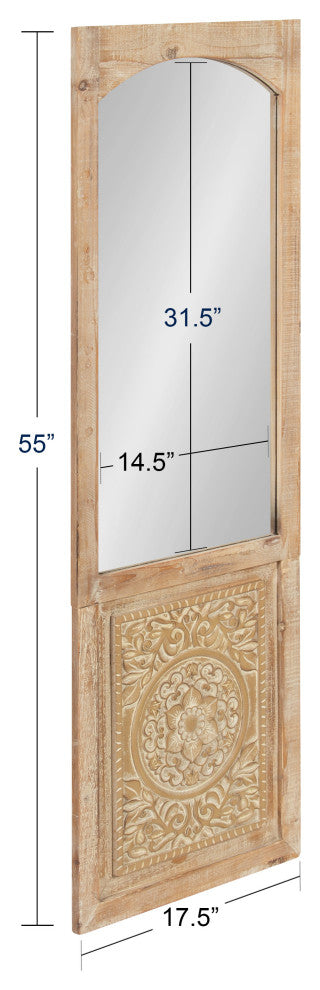 Moynihan Wooden Panel Mirror, Rustic Brown 18x55