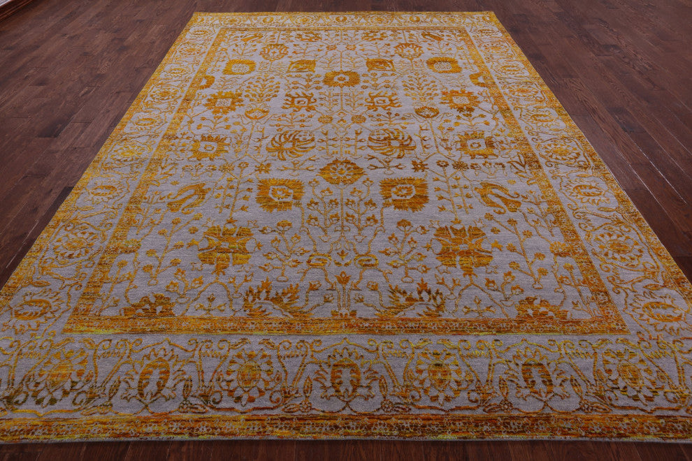 Persian Hand-Knotted Wool & Silk Rug 9' 0" X 11' 11" - Q15809