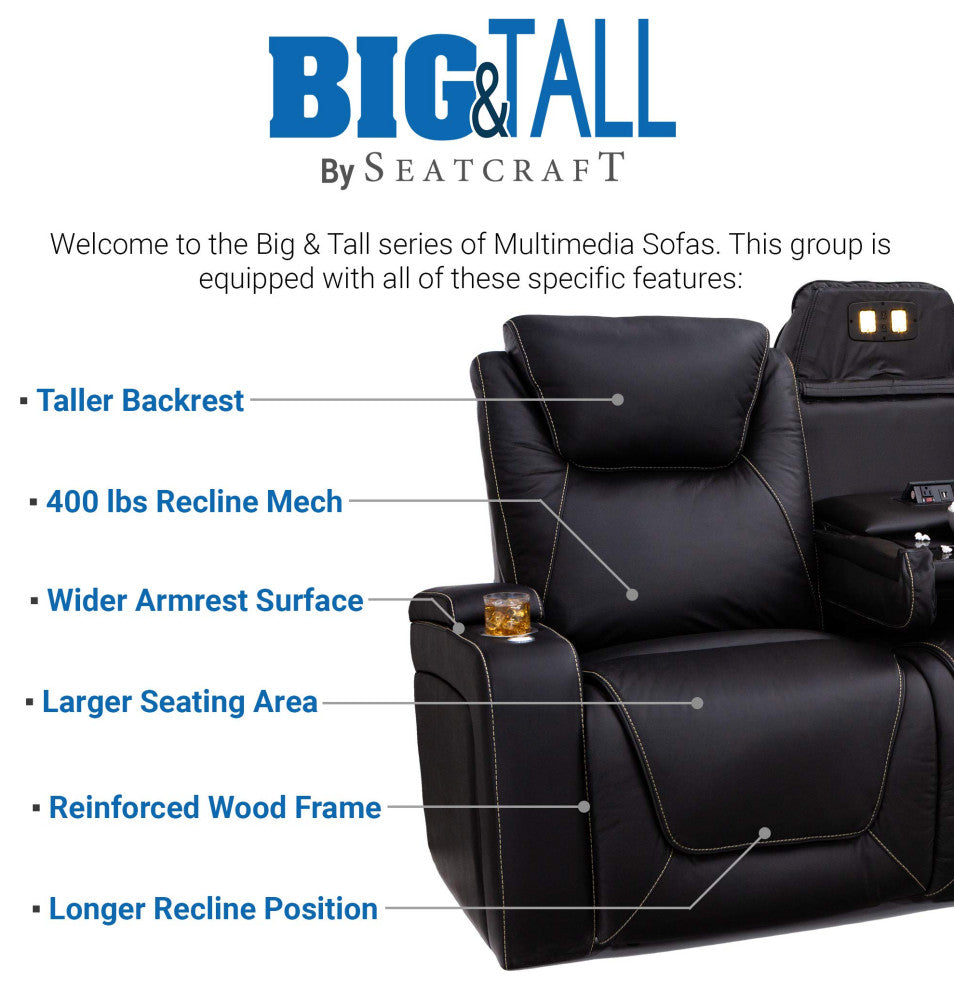 Seatcraft Colosseum Home Theater Seating, Black, Sofa and Loveseat