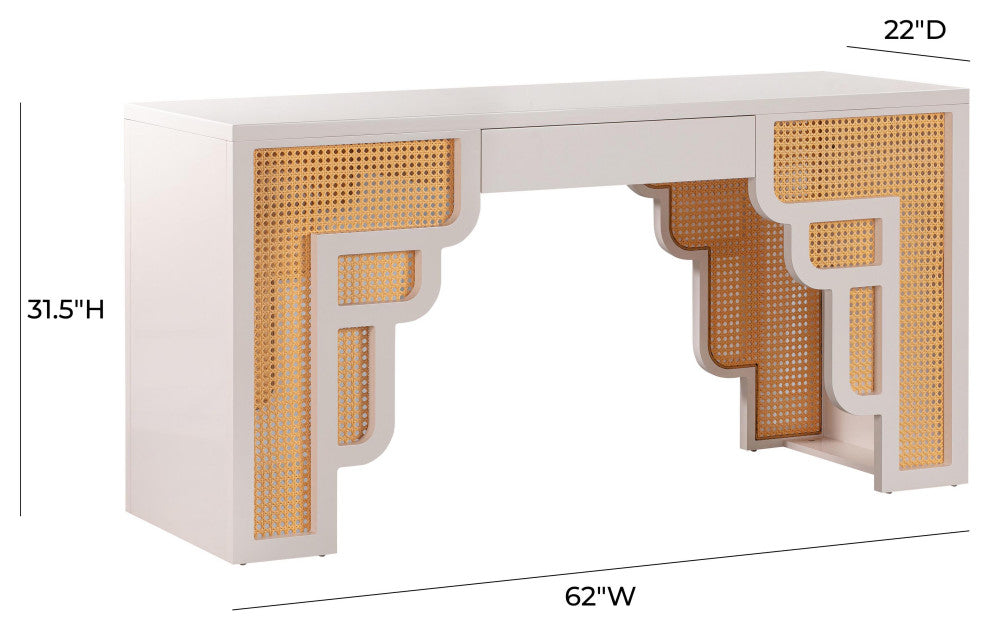 Suzie Rattan Executive Desk, Cream
