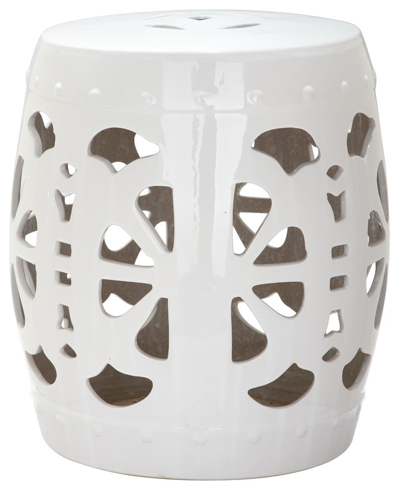 Safavieh Stencil Blossom Garden Stool, Antique White