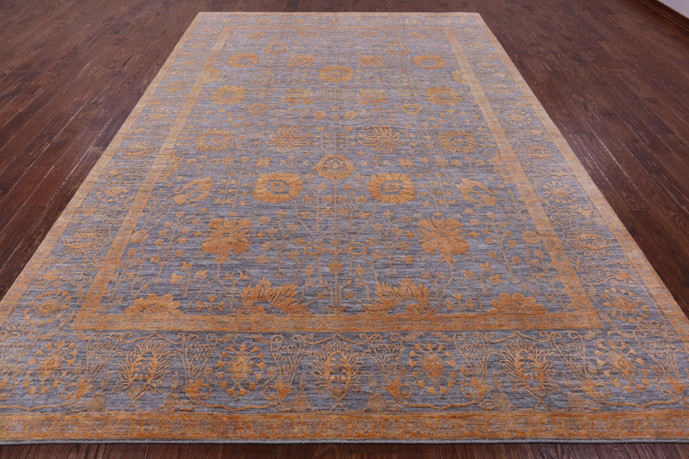 Persian Hand Knotted Wool & Silk Rug 9' 0" X 12' 3" - Q15755