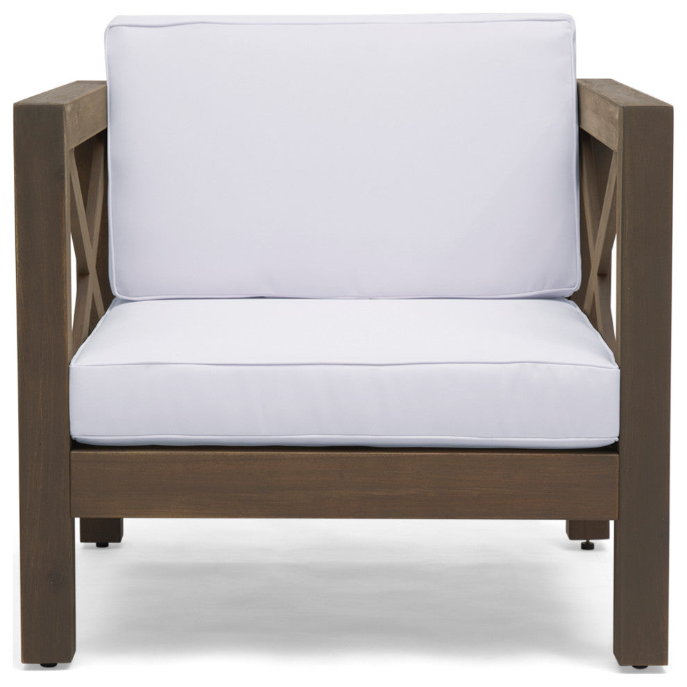 Morgan Outdoor 6 Seater Acacia Wood Sofa Chat Set, White