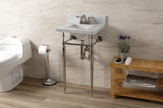 KVPB1917M34SQ6 19" Carrara Marble Console Sink with Brass Legs