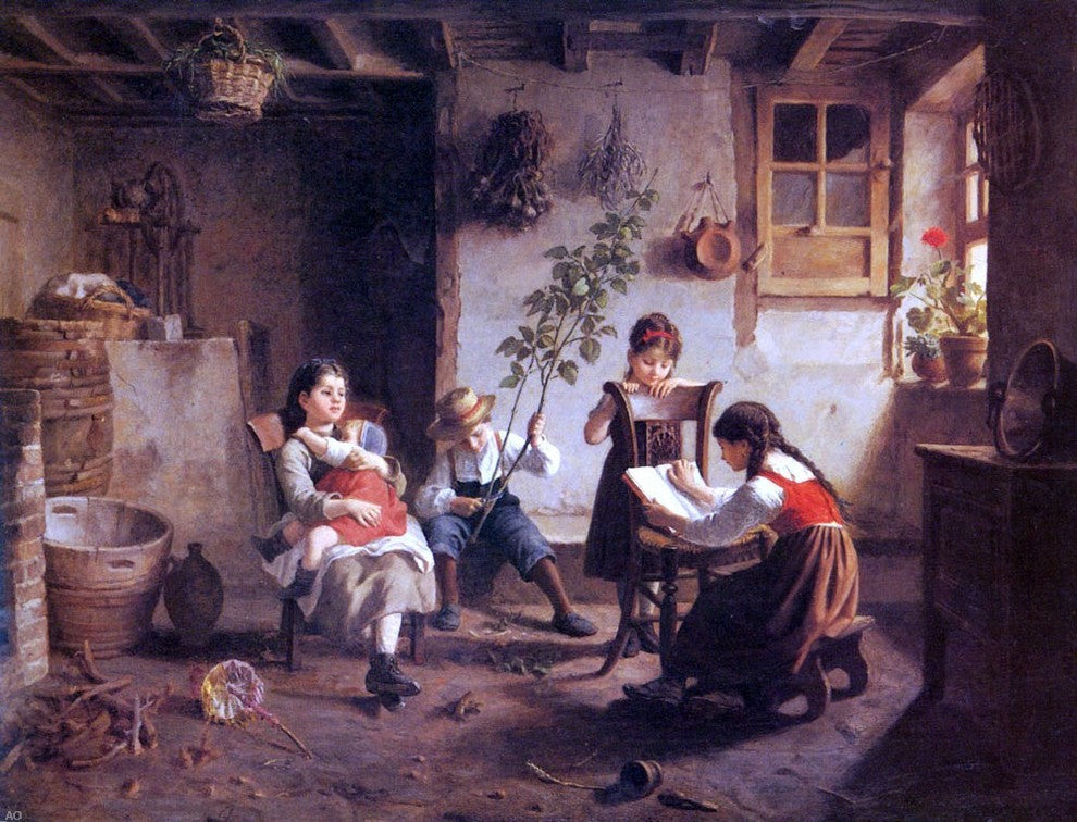 Paul Seignac The Reading Lesson, 21"x28" Wall Decal