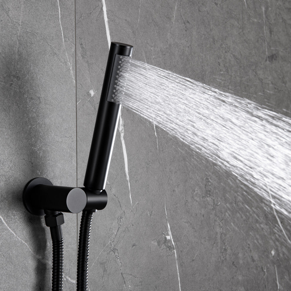 Luxury Pressure-Balanced Complete Shower System with Rough-In Valve, Matte Black