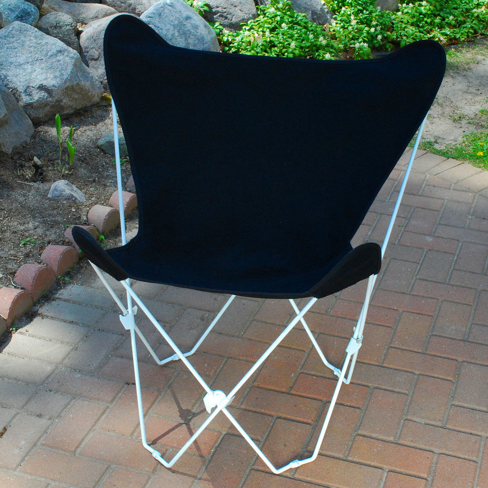Butterfly Chair and Cover Combo With White Frame, Ebony