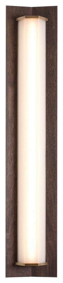 Penna 40 LED Sconce, Bright White, Distressed Brass/Dark Stained Walnut, 227v