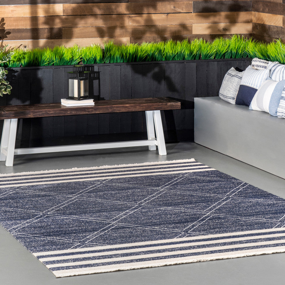 Nuloom Roberge Coastal Indoor/Outdoor Coastal Area Rug, Navy 12'x15'