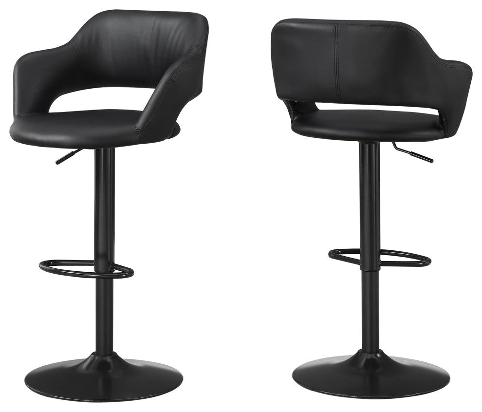 HomeRoots 21" x 22.5" x 36" Black Foam Metal Leather Look Barstool